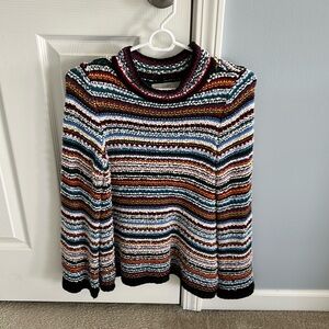 Loft mock turtleneck multi colored striped sweater
